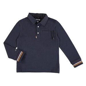 Mayoral Navy Kids Polo with Colorful Cuffs